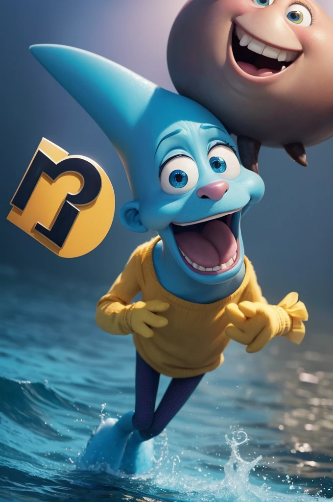 I want a photo of an emotion from the Pixar movie Funnily. It's one with long black and pink hair
