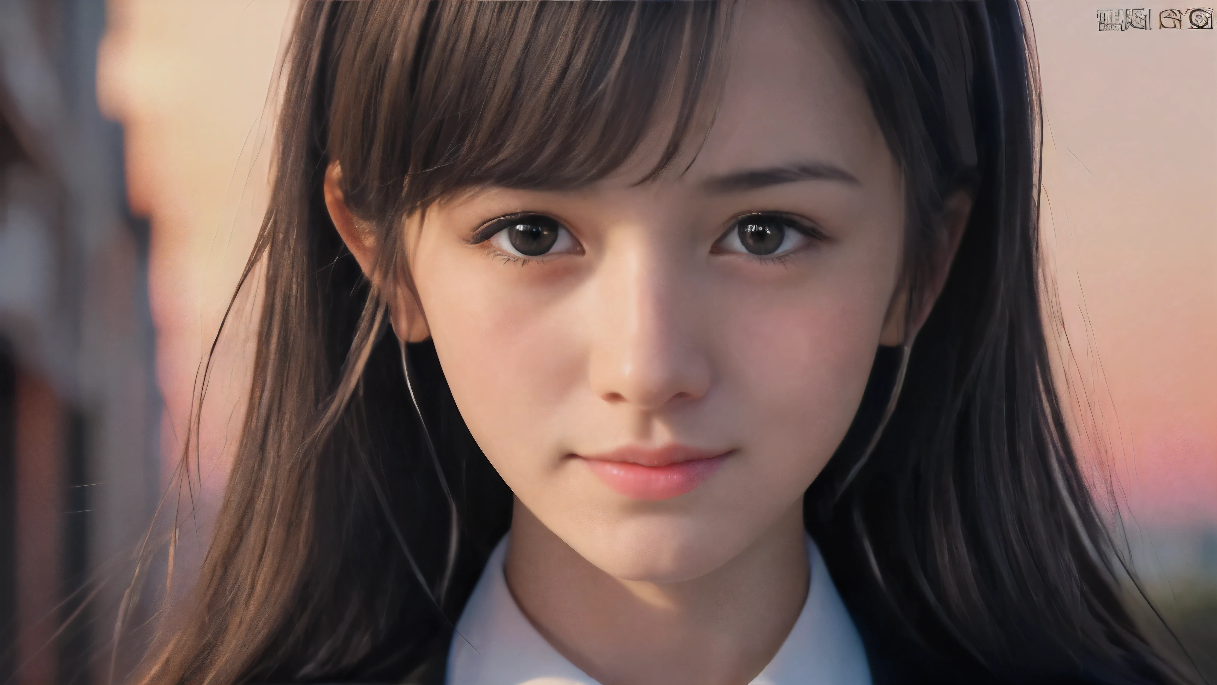 (Close up face shot of one slender small two side up black medium hair bangs girl with crying little smile face in long sleeves black school uniform:1.5)、(One girl is turn around at sunset red sky with her face is reflected sunset light and her hair is blowing in long sleeves black school uniform:1.5)、(Beautiful red sunset sky at skyscraper city landscape:1.5)、(8k ultra detailed master piece:1.5)、(perfect anatomy:1.5)、(Photorealistic stick:1.5)、(Raw photo:1.3)、(highest quality:1.5)、(High resolution:1.3)、(Delicate and beautiful perfect face:1.3)、(Delicate and beautiful eye air skin:1.3)、(Real Human Skin:1.3)、((thin legs))