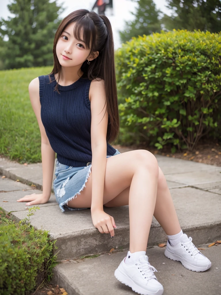 Cute girl with M-shaped legs