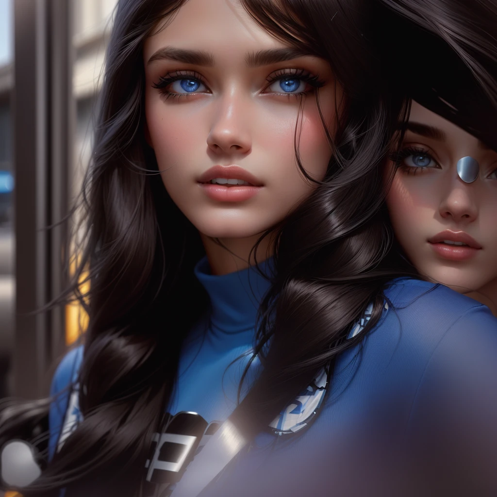 arafed woman in a blue shirt standing in front of a car, portrait sophie mudd, madison beer girl portrait, gorgeous latina face, gorgeous woman, madison beer, 50mm portrait, young woman with long dark hair, gorgeous lady, photo of a beautiful woman, female with long black hair, very pretty model, violet myers, charli bowater, gorgeous female