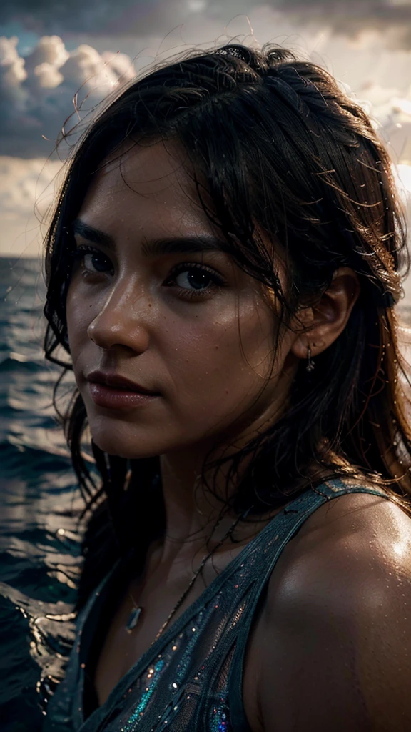 a painting of a ship in the middle of the ocean, a picture, by Francisco Zúñiga, tumblr, romanticism, jesus christ, meme, i_5589.jpeg, after the storm, 2024, foto, 32k, UHD, cinematic chromatic, cinematic lighting, global illumination, chromatic light, photorealistic, ultra detailed, iluminación onírica, dramatic, low-key lighting on a mysterious, photorealistic , ultra photoreal , ultra detailed, intricate details.