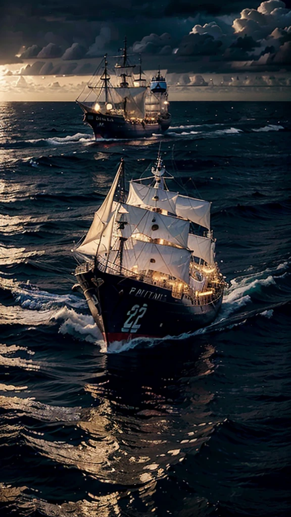 a painting of a ship in the middle of the ocean, a picture, by Francisco Zúñiga, tumblr, romanticism, jesus christ, after the storm, 2024, foto, 32k, UHD, cinematic chromatic, cinematic lighting, global illumination, chromatic light, photorealistic, ultra detailed, iluminación onírica, dramatic, low-key lighting on a mysterious, photorealistic , ultra photoreal , ultra detailed, intricate details. 