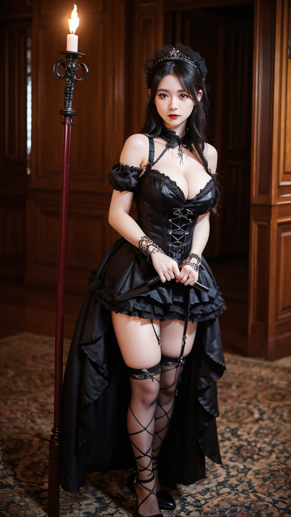 Gothic ta Costume、sexy、Big Breasts、Erotic、A majestic queen、holding a whip in your hand、High heels、A beautiful woman、sadist、Erotic、smart、Cinematic