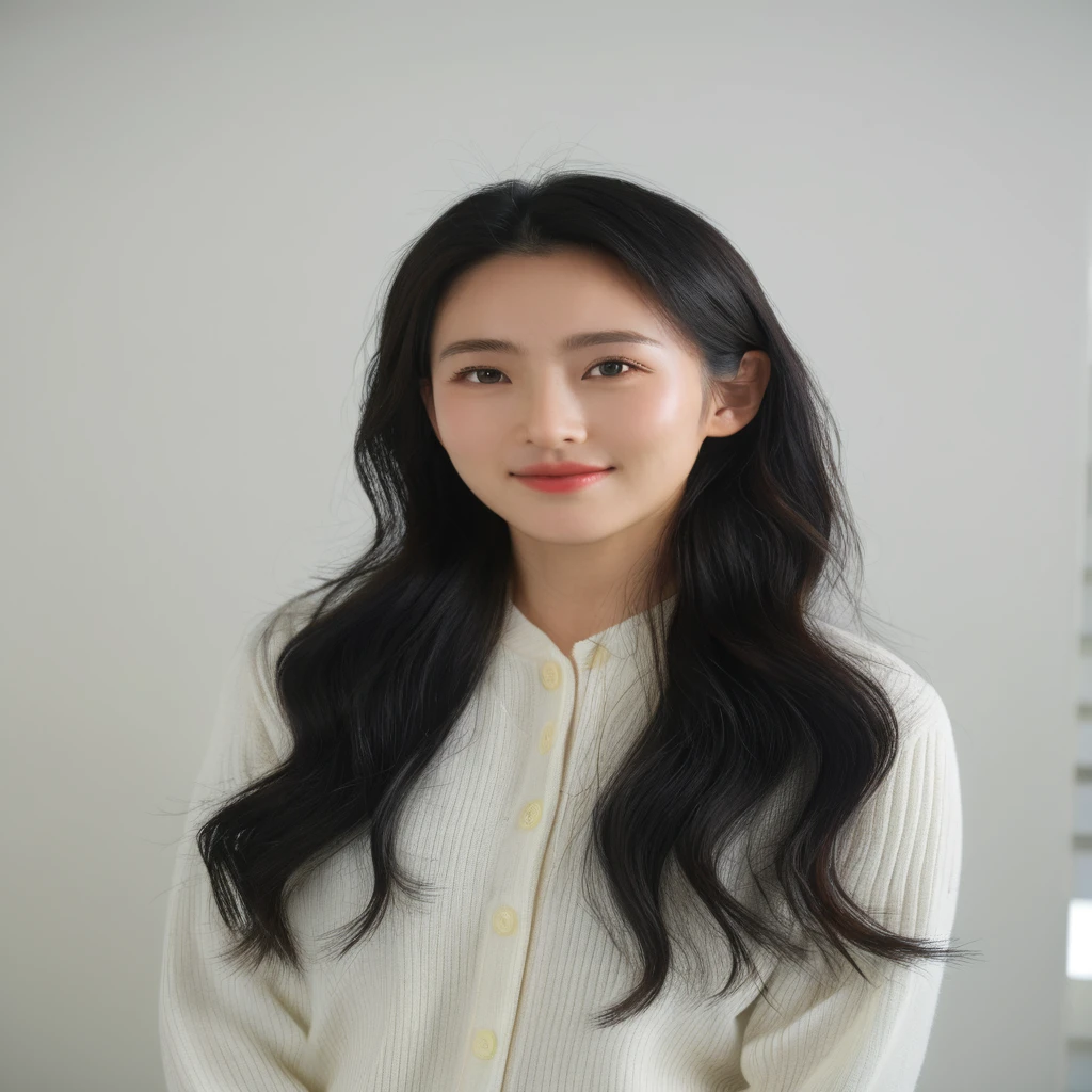 Best Quality, 8k, Masterpiece, (Portrait: 1.3), (photo realistic:1.4), (hyper realistic:1.4), Sharp Focus, looking at viewer, (smoother lighting:1.1), (increase cinematic lighting quality:0.9), realistic lighting, backlighting, light on face, ray trace, (brightening light:1.2), (Increase quality:1.4), sharp detail, (best quality real texture skin:1.4), finely detailed eyes, black_eyes, finely detailed face, 25 year old Korean woman