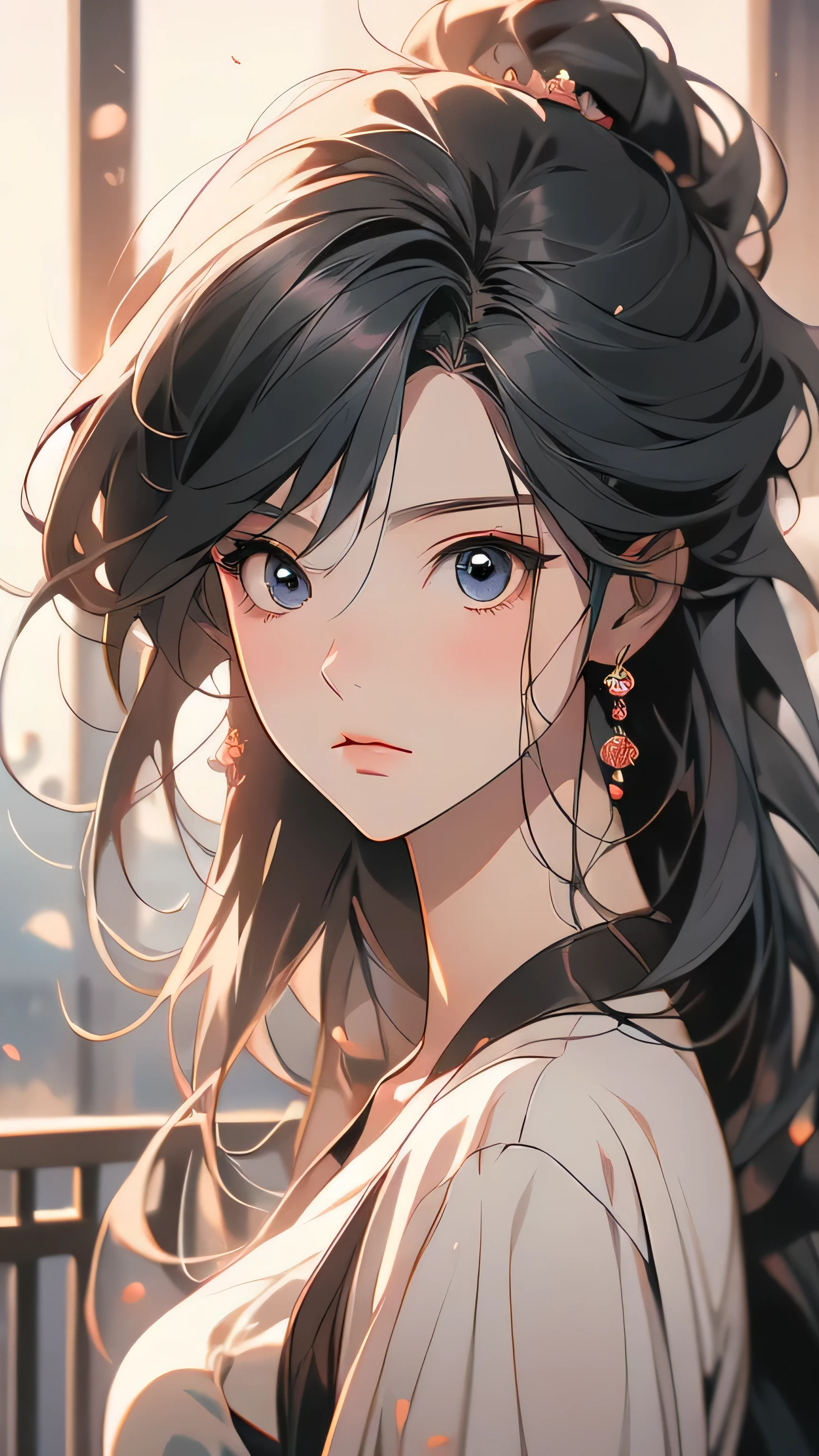animemanga girl,Long black hair,whiteskirt, Delicate and beautiful eyes, guweiz, guweiz on pixiv artstation, detailed digital anime art, Beautiful anime girls, guweiz on artstation pixiv, Anime style 4k, Guys, a beautiful anime portrait, detailed portrait of an anime girl, detailed anime art, beautiful anime woman