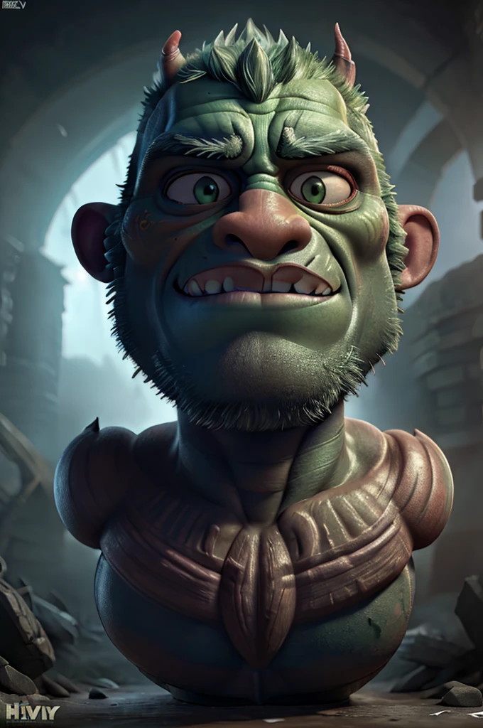 muscular orc, extremely detailed orc face, piercing eyes, detailed skin texture, bulging veins, intricate tattoos, menacing expression, powerful physique, massive shoulders, thick arms, rippling muscles, aggressive stance, gritty fantasy environment, dark moody lighting, dramatic lighting, cinematic composition, hyper detailed, unreal engine, 8k, high resolution, photorealistic