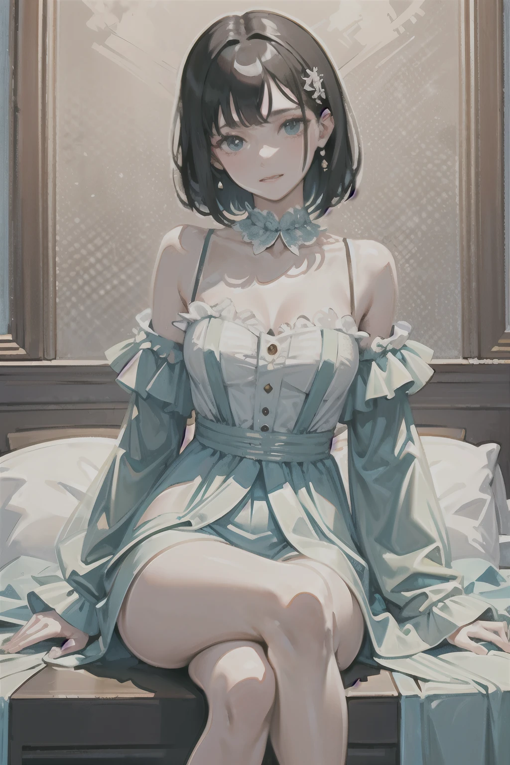 masterpiece, highest quality, Very delicate and beautiful girl,Very delicate and beautiful, world masterpiece theater, Very detailedな, Very detailedな, highest quality, Black Hair、Short Hair、Duke's Daughter、Men's、 High resolution, Very detailed,One girl, highest quality, figure, View your viewers, material, canvas, oil, Genuineistic, Genuineist ,Genuine,