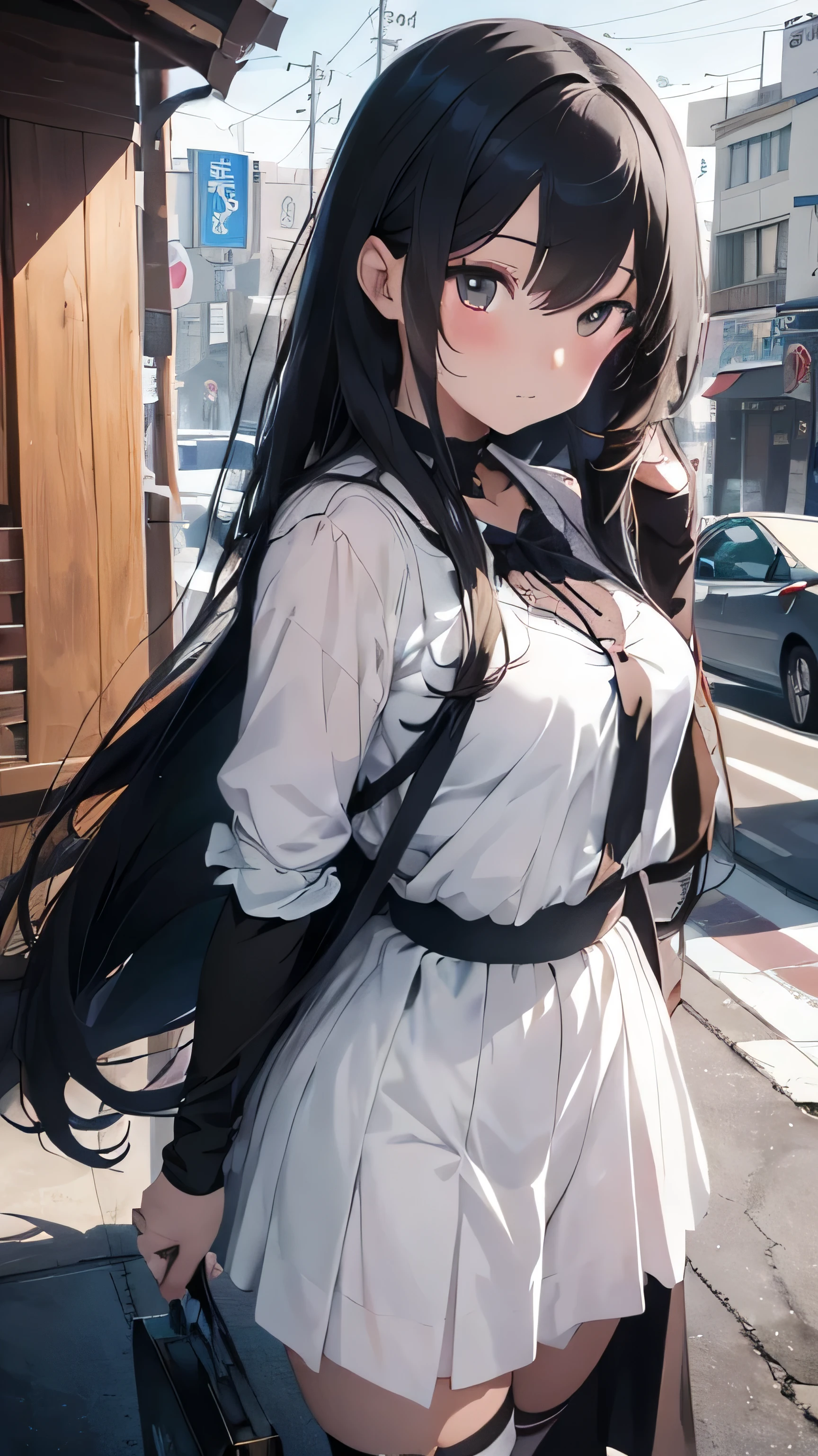 animemanga girl,Long black hair,whiteskirt, Delicate and beautiful eyes, guweiz, guweiz on pixiv artstation, detailed digital anime art, Beautiful anime girls, guweiz on artstation pixiv, Anime style 4k, Guys, a beautiful anime portrait, detailed portrait of an anime girl, detailed anime art, beautiful anime woman
