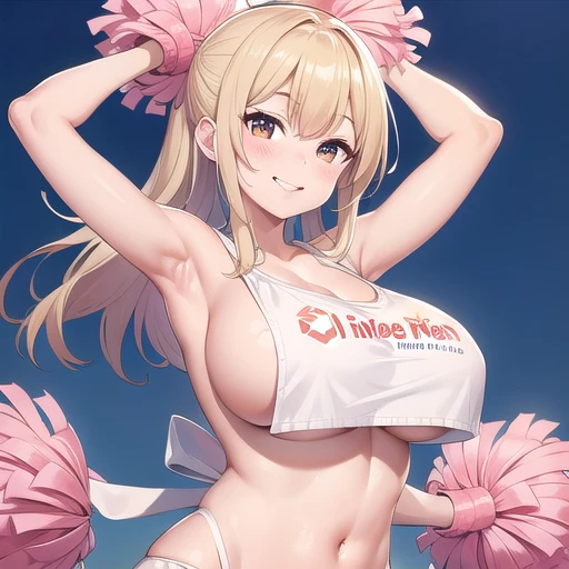 naked apron,Cheerleader,smile,big breast