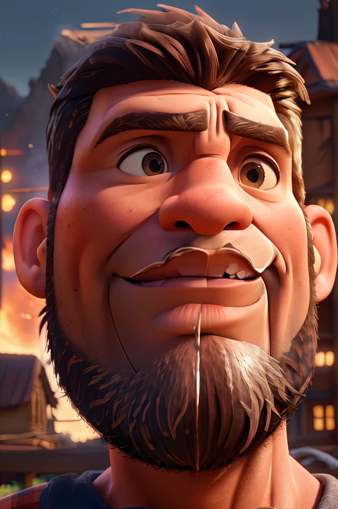 a muscular giant lumberjack, paul bunyan, huge axe, big brown boots, detailed face with strong features, powerful physique, rugged outdoor background, dramatic lighting, cinematic composition, photorealistic, 8k, highly detailed, (best quality,4k,8k,highres,masterpiece:1.2),ultra-detailed,(realistic,photorealistic,photo-realistic:1.37),HDR,UHD,studio lighting,ultra-fine painting,sharp focus,physically-based rendering,extreme detail description,professional,vivid colors,bokeh