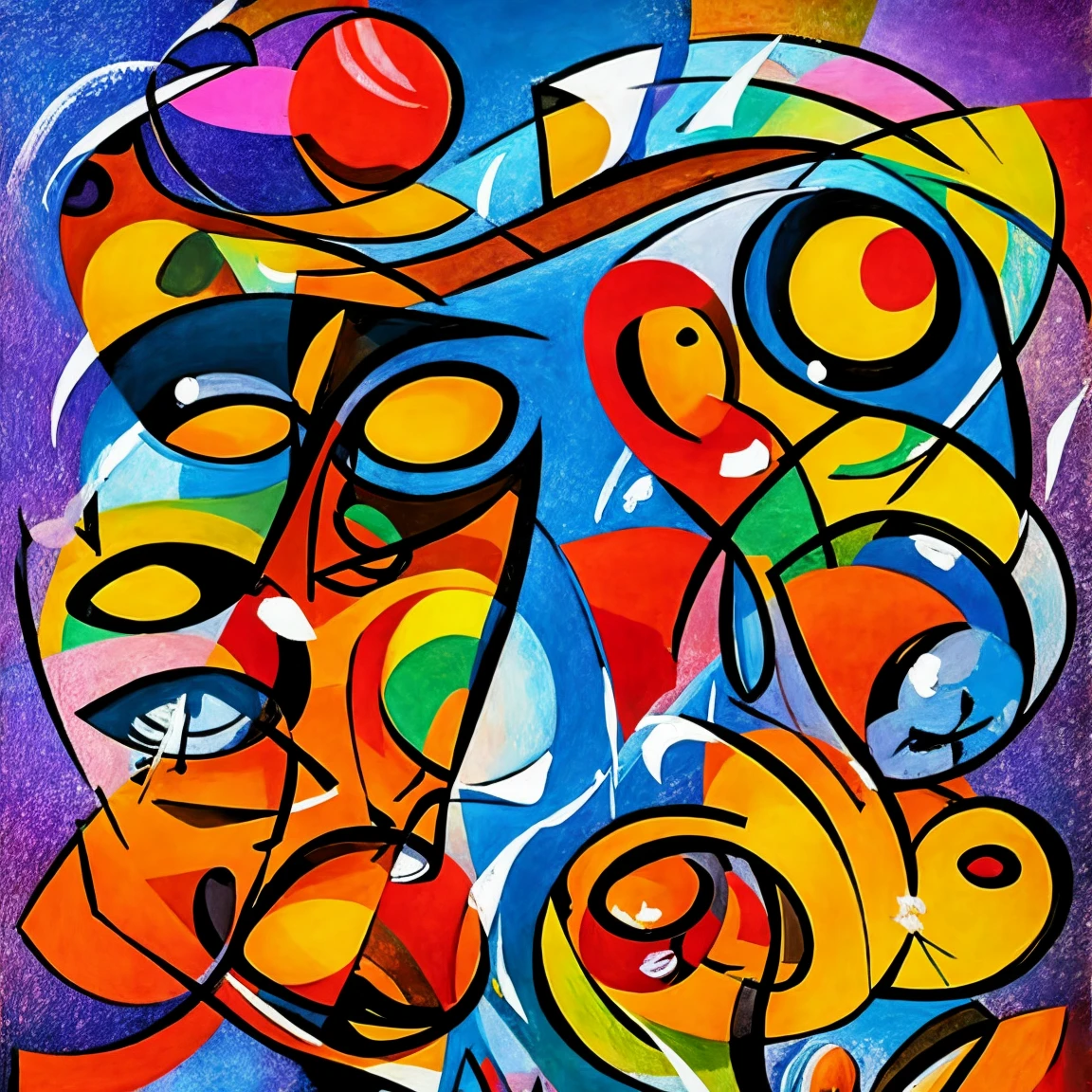 (modern expressionism artist:1.3), versatile cool colors art design, ideal for stickers, t-shirts, posters, thick wide brush strokes