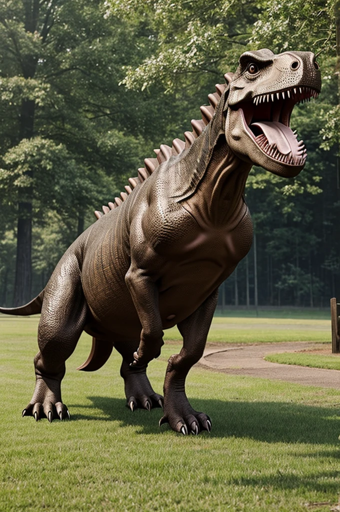 Create me a real dinosaur with a dog body