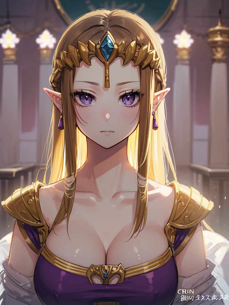 (((()))),(((Exposed shoulders))),(((Side angle))),(((Expressionless))),((((Striking a sexy pose)))))),((Upper Body)),((alone)),((),Anime art style,masterpiece,(Highest quality), (Super detailed),(Very delicate and beautiful),(alone),(detailedな顔と目),Beautiful eyes like jewels,(,(((Mature Woman,Queen))),(()),((crinoline)),,((Straight long hair)),,Cleavage,(bed),length_gloves,Very gorgeous hair accessories,、(((()))),((((Adult Expressions)))),((((Beautiful Face)))),((((dress)))),(()),(((Long Hair)))),((((Straight hair)))),((Cleavage)),(((Blonde)))),Princess Zelda,((chest is slightly exposed)), ((Highest quality)),,(Very detailed) ,(((((Purple blouse))),(()),Brown Hair,, ((Highest quality)), (Very detailed),((detailed)),(((pray))),Nintendo, The Legend of Zelda),,((alone)), ((Highest quality)), (((Portrait of a single person))), ,