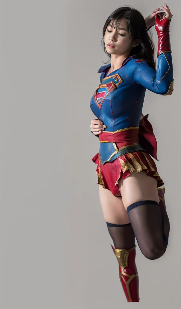(((Highest quality、8K、masterpiece:1.3))、Supergirl、胸にSupergirlのロゴ、Eyes closed、Sharp focus:1.2、Beautiful woman with perfect figure:1.4、Thin abdominal muscles:1.2、((Layered Cut、Huge boobs:1.2))、Wet body:1.5、非常に詳細な顔と肌の質感Supergirl、Bloodstained、Clothes are shredded、Torn、Highest quality, Familiar, High resolution), 1 Girl, Supergirl、Super Heroine、Bishoujo Warrior、defeat、Lying down&#39;return、falling、knock out、フィットしたSupergirlのコスチューム、Enlarge your breasts、Muscular、alone, From above,sleepy, Sleepワイン, Doll joints、Sleep、it hurts、it hurts look、syncope、cadaver、Beautiful crotch、High detail、8K