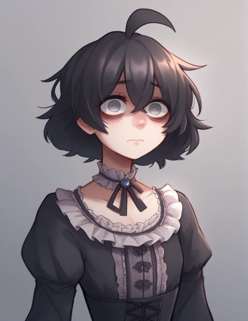 1 girl, alone, ppka, black fur, short hair, messy fur, Ahoge, parts, parts por todo el cuerpo, grey eyes,  eyes, kind eyes, very nervous, looking at the viewer, 
Beautiful peach color, victorian style dress, 
posing
