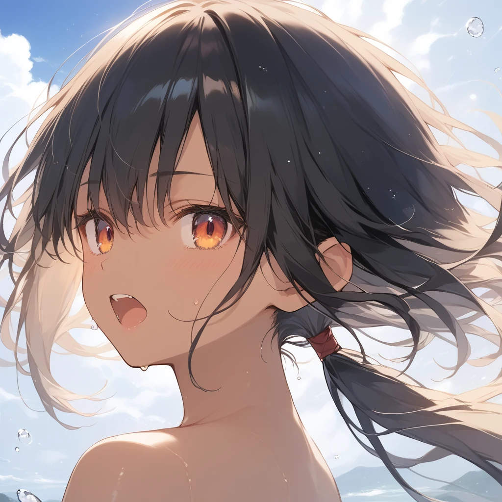 score_9, score_8_up, score_7_up, source_anime, best quality, masterpiece, official art, absurdres, highres, ultra-detailed,waifu2x,Collection: Slice of Life,break,1girl, tomboy, dark-skinned female, short hair, low ponytail, flat chest, beautiful detailed eyes, ninja, sweat, open mouth, (yawn:0.3), sleepily, outdoors, wind, break,(clear line illustration:1.2),very high resolution, very aesthetic, super detailed skin, Best sexual lighting powered by famous artist, 8k,cute picture,beauty illustration,photoshop_(medium),,(Detailed Lighting),best anime 8k konachan wallpaper, pixiv contest winner,