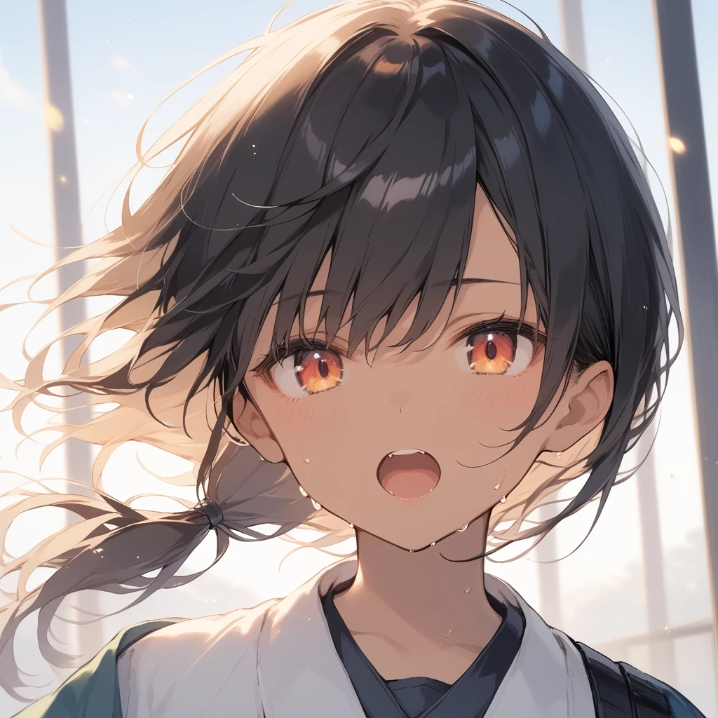 score_9, score_8_up, score_7_up, source_anime, best quality, masterpiece, official art, absurdres, highres, ultra-detailed,waifu2x,Collection: Slice of Life,break,1girl, tomboy, dark-skinned female, short hair, low ponytail, flat chest, beautiful detailed eyes, ninja, sweat, open mouth, (yawn:0.3), sleepily, outdoors, wind, break,(clear line illustration:1.2),very high resolution, very aesthetic, super detailed skin, Best sexual lighting powered by famous artist, 8k,cute picture,beauty illustration,photoshop_(medium),,(Detailed Lighting),best anime 8k konachan wallpaper, pixiv contest winner,