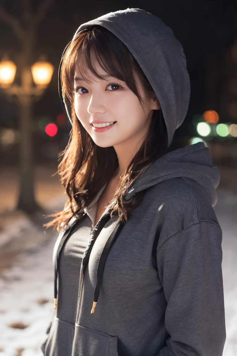 1 Girl, (Wear a black hoodie:1.2), (RAW Photos, highest qualthaty), (Realistic, Realistic:1.4), Tabletop, Very delicate and beautiful, Very detailed, 2k wallpaper, wonderful, finely, Very detailed CG Unthaty 8K 壁紙, Very detailed, High resolution, Soft Light, Beautiful detailed girl, Very detailed目と顔, Beautiful and sophisticated nose, finelyて美しい目, Cinema Lighting, Illuminations that light up the cthaty on a snowy night, Snow Scene, that'that'that'it's snowing, Snow fell in my hair, Perfect Anatomy, Slender body, Was nervous,
Straight semi-long hair, bangs, Looking at the audience, smile、Fluffy scarf、On the bed、pajamas