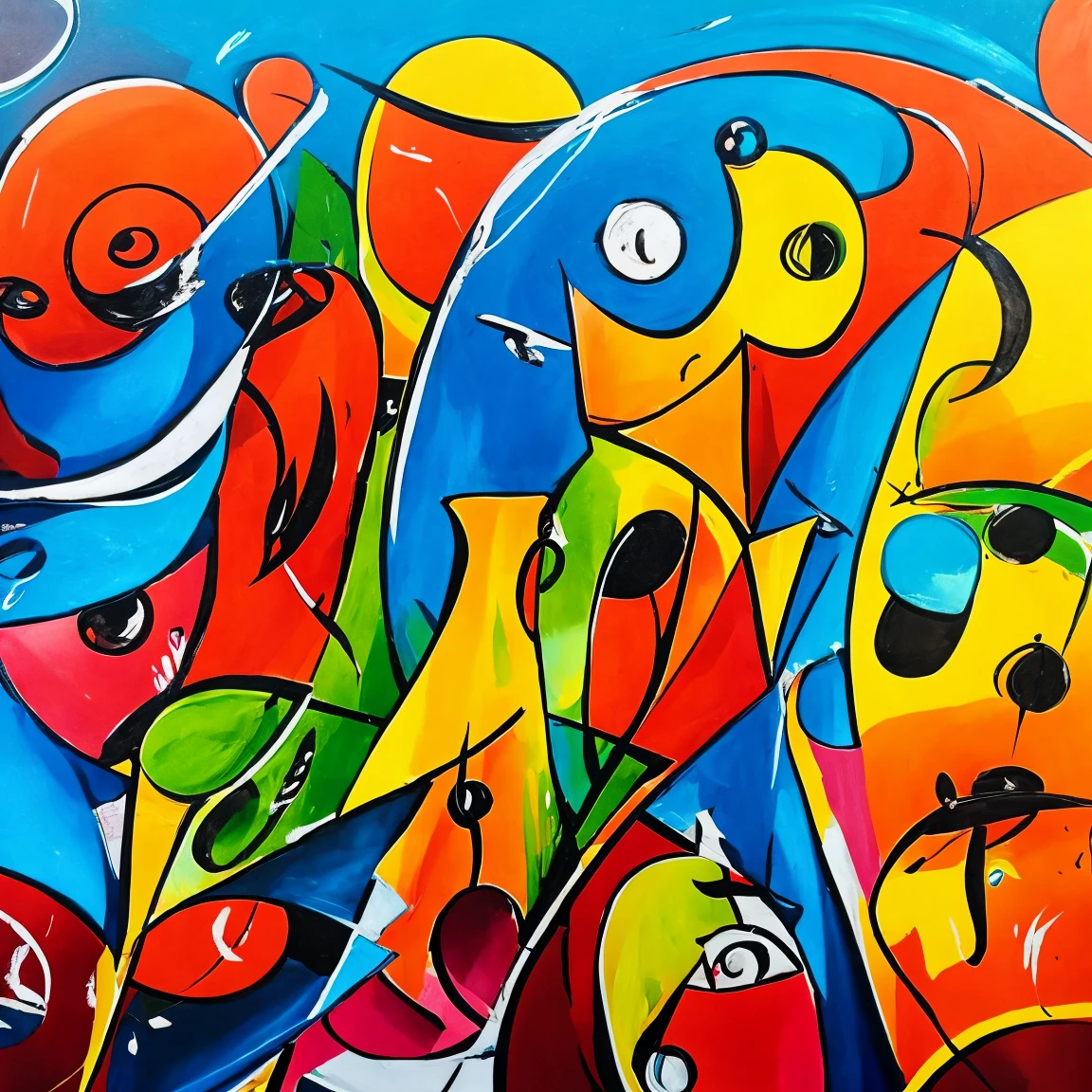 (modern expressionism artist:1.3), versatile 3 cool colors art design, ideal for stickers, t-shirts, posters, thick wide brush strokes