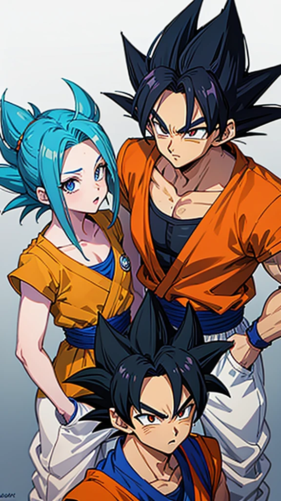 Super saiyan goku of dragon ball in blue hair with vegeta
