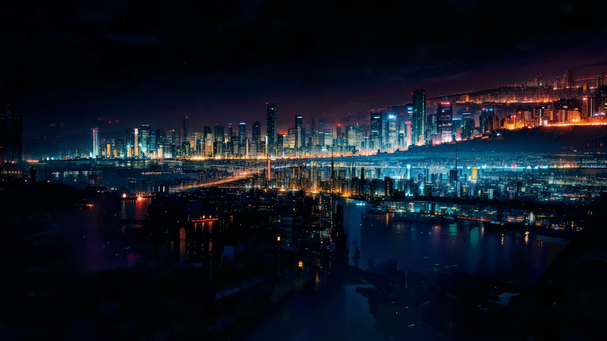 beautiful anime city skyline, colorful with skyscrapers and stars in the sky, Night Cityscape, Anime style cityscape, Night - Time City Background, City night background, background artwork, Night City in the background, Night City background, HD anime cityscape, Night City on the background, quiet night. Digital illustration, background art, Gloomy background of the cityscape, City in Backround, Night City