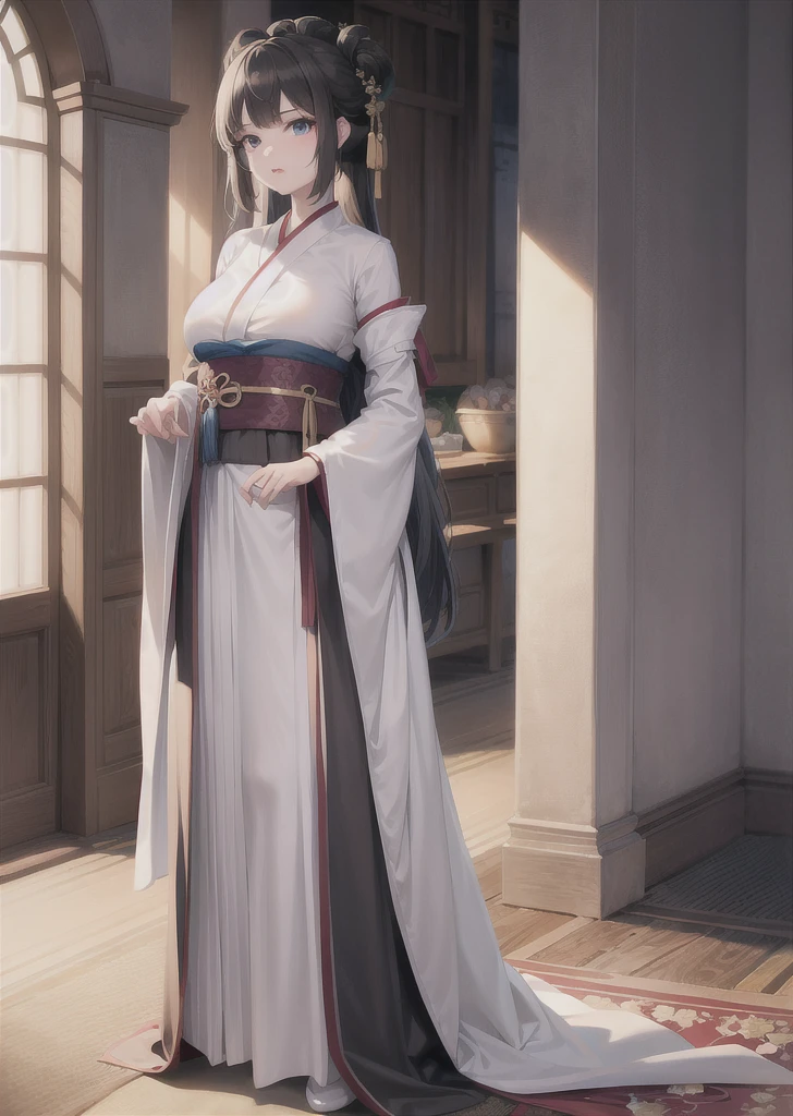best quality ,masterpiece, illustration, an extremely delicate and beautiful, extremely detailed ,CG ,unity ,8k wallpaper, Amazing, finely detail, masterpiece,best quality,official art,extremely detailed CG unity 8k wallpaper,absurdres, incredibly absurdres, huge filesize , ultra-detailed, highres, extremely detailed,beautiful detailed girl, extremely detailed eyes and face, beautiful detailed eyes,light on face,(Hanfu:1.1),1girl, full body,full-body shot, ru_qun
