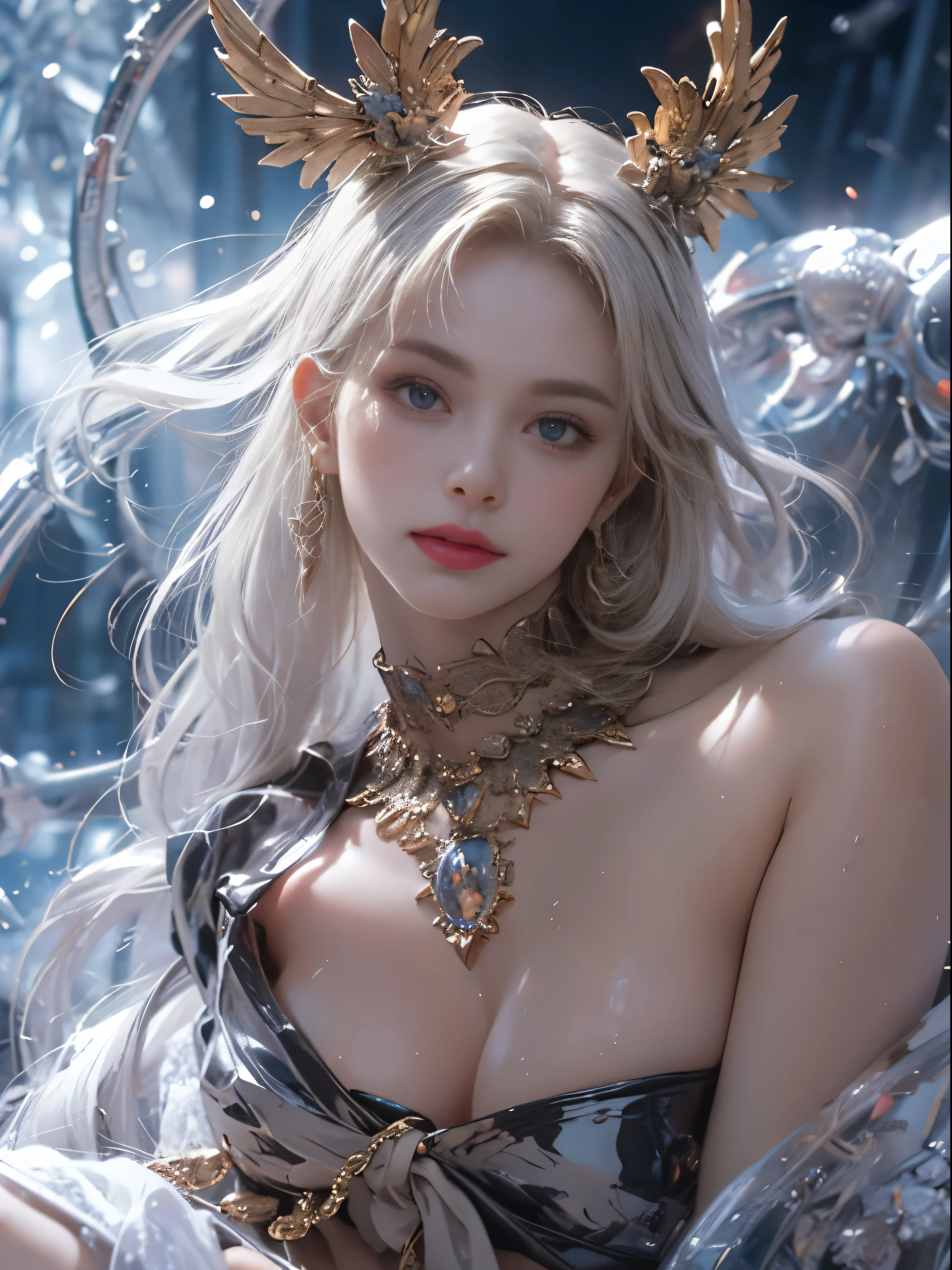 （8k extremely detaileded CG unit wallpaper），（Highest quality），（Best illustrations），（Best Shadow）， （detailed： 1.4）， 。.。.。.。.。.。.。.3d， んdebtdebt（High Dynamic Range）， Light Tracing， NVIDIA， Super Resolution， Scattered beneath the surface， PBR Textures， Post-processing， Anisotropy debtiltering， Depth of written boundary， Maximum sharpness and acutance， Multilayer Texture， Albedo and Specular Maps， Surface Shading， Accurate simulation of light-matter interactions， Perfect balance， Octane Rendering， Two-tone lighting， wide aperture ， Low ISO，White balance，Rule of Thirds，8K RAW，intricate-detailed， Delicate pattern， Deep Shadow， masterpiece， real， Roughness， Surreal， Photographed with Canon EOS R5， 50mm lens， debt/2.8， Sharp debtocus， Smoothing， Roughness， Real Life， Photorealistic， Cinematography， 8K Ultra HD，In the flower field，Blue debtlower Girl，1 Girl，solo，Europe，Beautiful Bride，Light Smile，Highly detaileded blonde hair，Mature Woman，Sky Blue Gossamer Veil，Sky blue light cloak，Sky blue gossamer coat，Sky blue thin skirt，Sky blue lace underwear，Sky Blue Lace，Sky Blue Gossamer Gloves，choker，Earrings，gem，Small items，Headdress，Hand decoration，Leg decoration，High heels，Huge breasts，Large Breasts，Big Breasts，Burst chest，Big Breasts，Ample breasts，Expose your breasts，Exposed breasts，Tight waist，Naked butt，Big butt，Bare Belly，Belly button，Wet，Wet body，Sweaty body，Shiny skin，