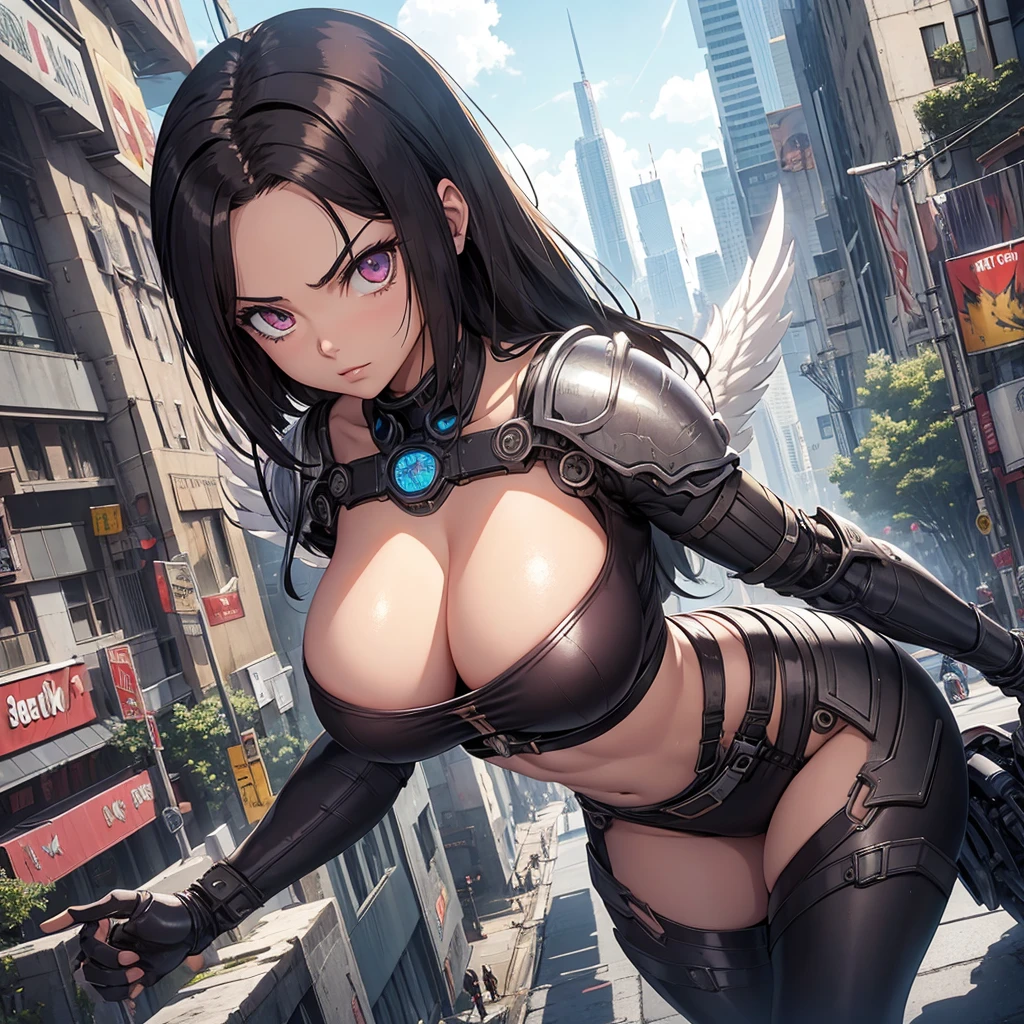 Battle angel alita, big boobs, big cyborg wings, sexy, she's in the city of salem