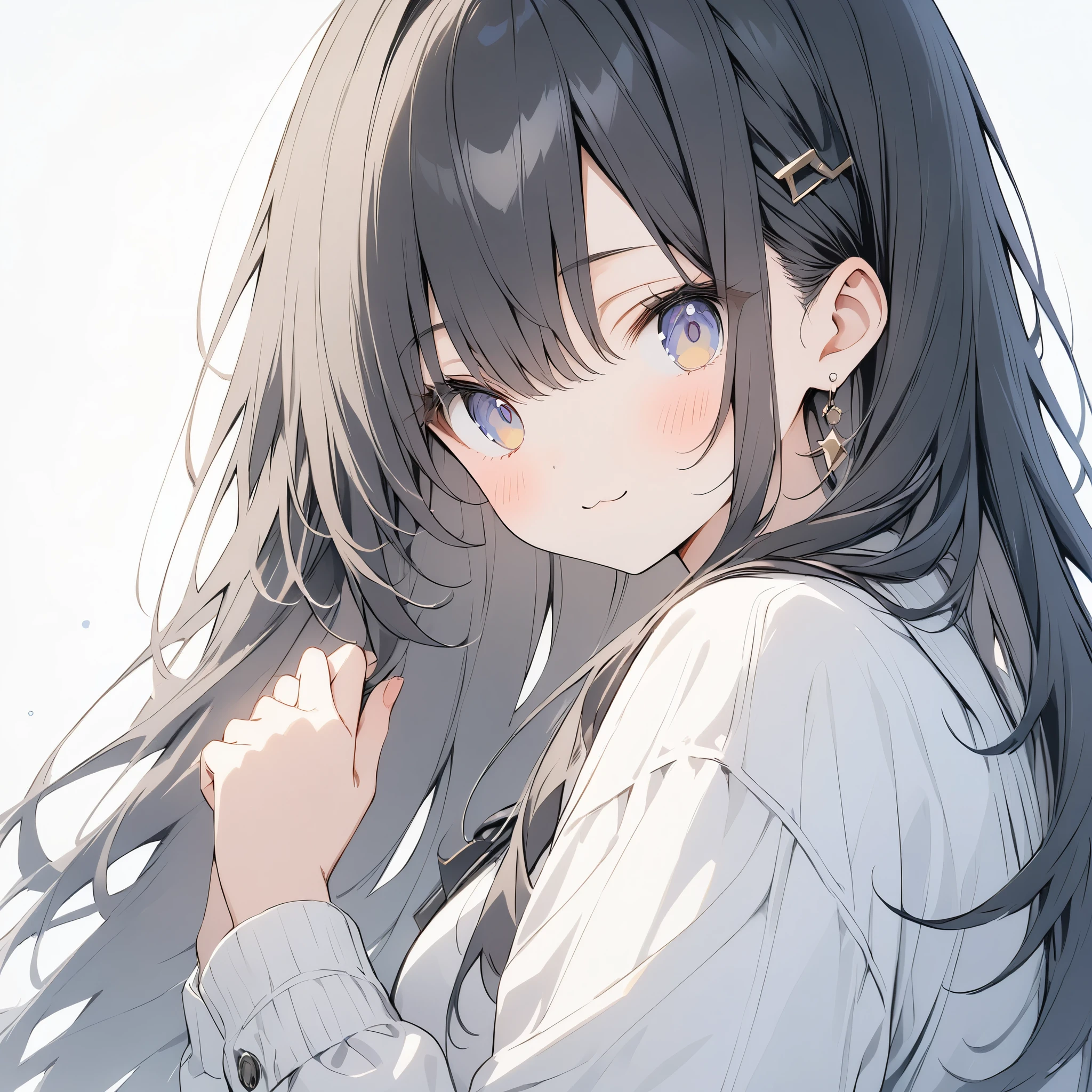 High resolution, Attention to detail, high quality, High resolution, 最high quality, 4K, 8K, Awards、White background、Black Hair、long hair、Slanted Eyes、cute、Shooting distance: 3m
