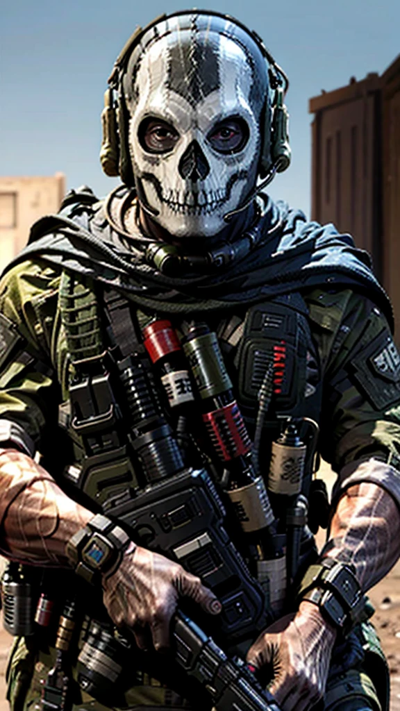 Special Forces emblem, First person shooter style, GH0st sits on the hill