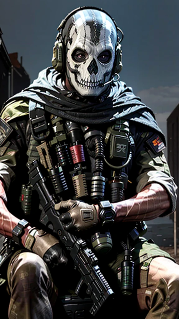 Special Forces emblem, First person shooter style, GH0st sits on the hill