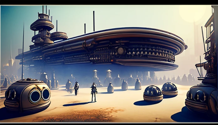 a ground view steampunk city by WAS-Steampunk