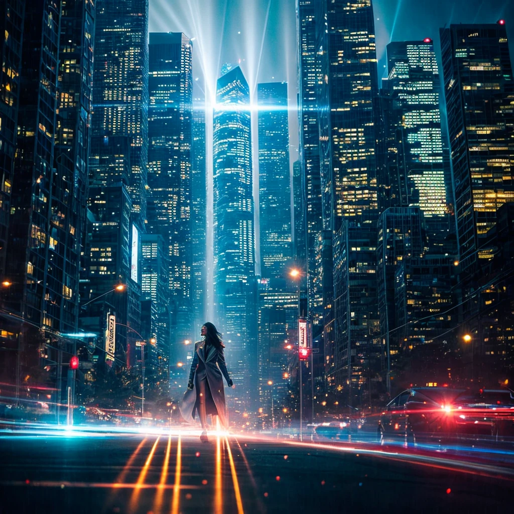 A blend of sleek, high-tech aesthetics with dreamlike, soft visuals to create a sense of a floating, advanced city intertwined with elements of fantasy. Use a combination of cool blues and silvers for the cityscape to evoke a high-tech, serene atmosphere. Contrast with warm, glowing tones for the singer and scenes of emotional warmth to highlight her impact. Include intricate mechanical designs and smooth, reflective surfaces for the city and machines. Add fine, flowing details to the singer's appearance and the light emanating from her, creating a halo effect around her figure. Centralize the singer in the foreground, with the futuristic city as the backdrop. Show crowds of people gathered around, captivated by her presence, with light and music visually radiating from her.
。 High resolution, masterpiece, Highest quality, Intricate details, Very detailed, Clear focus, Delicate skin, practical skin texture, texture, Delicate eyes, Professional, 4K, Shot with Canon, 85mm, Shallow and deep, Kodak Vision Color, Exactly, Very detailed, photograph_\(Extremist\), photographpractical, practical, Post-processing, Maximum details, Roughness, Real Life, Extremist practical, Photorealism, photographgraphy, 8K Ultra HD, photographgraphy