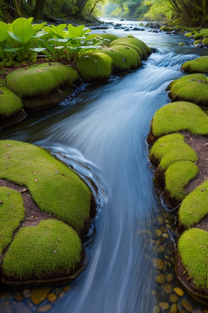 Water on my back, the river light、Looking up at the skunk cabbage
