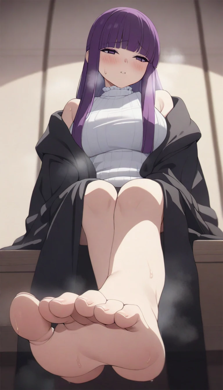 (Browsing Caution、Ultra-high resolution、masterpiece、8k)Naked Women,far、Official photo、Straight Long Hair,Purple Hair,Shorn bangs、Big cold eyes、There is a mole under the left eye,alone,Big Breasts,i turn around,Inside the room,fluffy black robes、barefoot、Masturbation,Slender body、The shape of the female genitalia is clearly visible.,(big, Thick stool coming out of the anus:1.5、big piles of poop on the floor:1.3),Grab your buttocks and spread them,detailed ,Your body is wet,Sweat,,Desire for dissatisfaction, White Stockings,Big poop coming out of the anus、Steam is coming out from between the thighs,(((Lying down and showing off your butt、Spread your legs)))Shooting from above