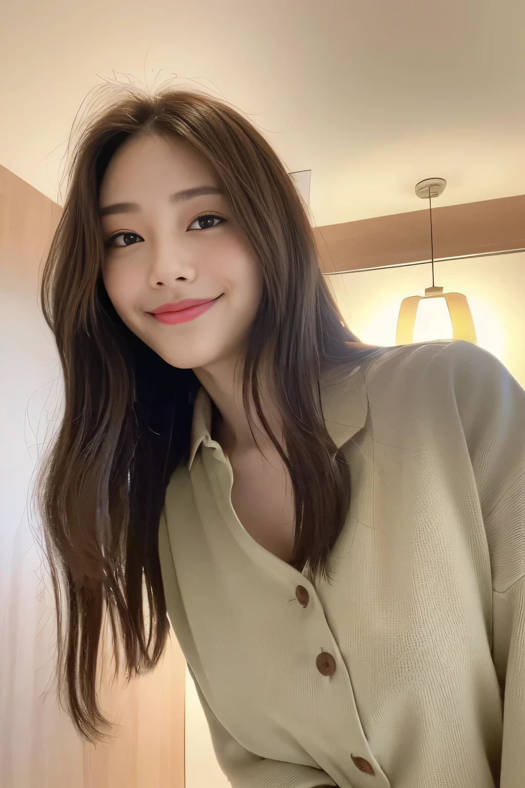 seed:2020674263.((Full body angle:1.1)).((Highest quality, 8K, masterpiece:1.3)), ((from below:1.1)).concentrated:1.2, Perfect body beauty:1.4, Hips:1.2, ((Delicate Hair)), (Colorful button-through crop shirt :1.1) , ((Highest quality、8k、masterpiece:1.3))、1 Girl、A sloppy smile、Esbian all over、Slim face、Big Boobs、Beautiful woman、(Dark Brown Hair)、Long Hair、1.1、Flickering Valley、Detailed eyes、double eyelid、Blurred Background、超Slim face、Smile、Looking down、stroll、
