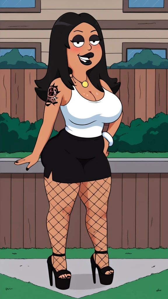 score_9, score_8_up, score_7_up, score_6_up, score_5_up, score_4_up, 1girl, ,sagging , penny proud, black hair, black eyes, mole under eye. twin braids, dark skin, tan lines, , , ruined body,piercings, tattoos, ,arm bands , , detailed face , sex slaarms up, hands behind head , simple background, wide hips,,toned body,full lips , brown skin, slutty, visible pussy ,tigist,, breasts, , 1gir, breasts,, , , squattinrk lipstick, eyebrow piercings, slutty, nipple , areola , erect nippluge areolge nipple erects, slave collarl collar, , gibreasts, hug, facier, nude, , high heels, fighnet stockings, choketstack, screen