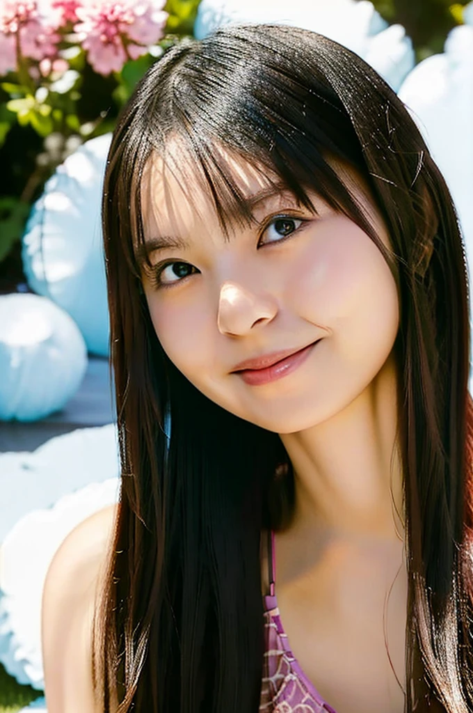 (bestquality,4k,8k,highres,masterpiece:1.2),ultra-detailed, (realistic,photorealistic,photo-realistic:1.37) ,Full Body Shot ,beautiful Japanese woman, wearing Halter neck lace teddy with peek-a-boo cups, Giddy-Smile, talk room, early summer, cloudy sky, bokeh background,
