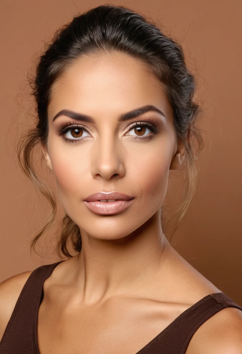 femme avec un débardeur marron et une chemise marron, visage parfait ), visage parfait!!!, magnifique visage attrayant, magnifique visage latina, beautiful visage parfait, Beaux traits du visage, visage parfait and eyes, visage parfait, visage parfait!!, visage extrêmement beau, regardant la caméra, Magnifique visage, Caractéristiques faciales parfaites, close-up visage parfait