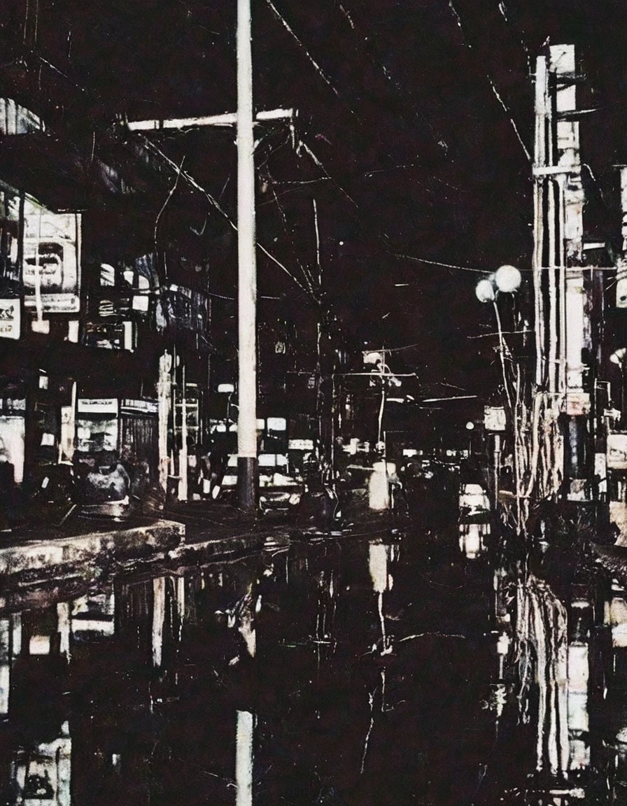  electric pole with many electric cables in bangkok at night