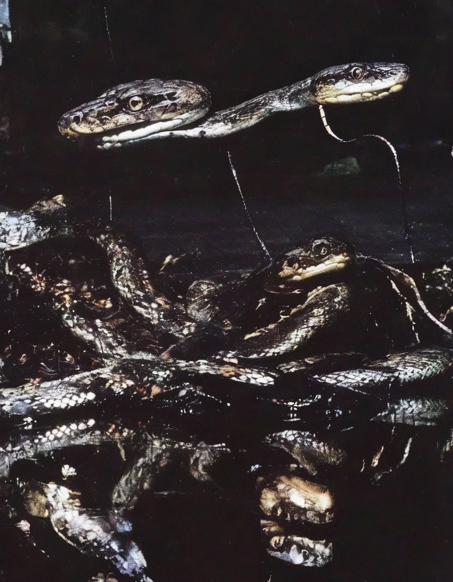 snakes on electric cables in bangkok at night