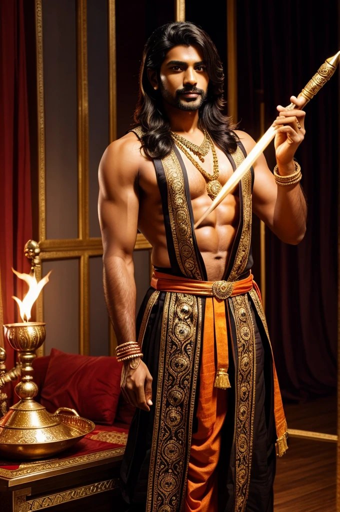 A sexy indian man wearing costume of lord krishna,nsfw,ass, handsome face 