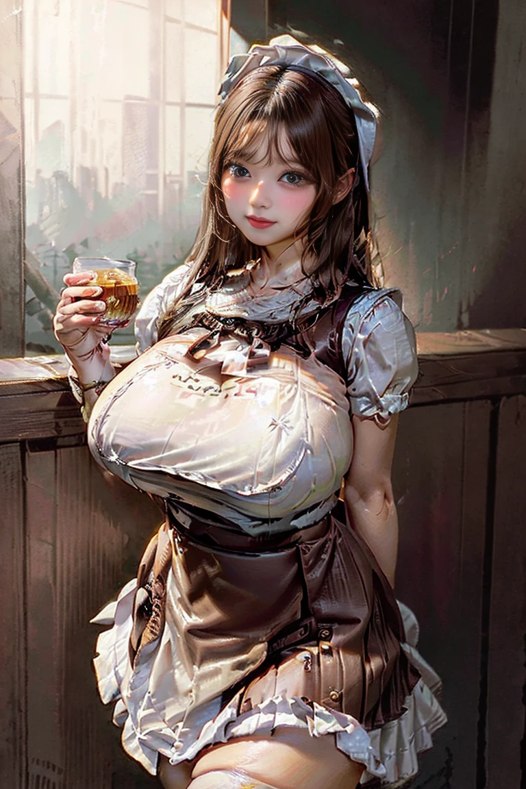 (Two Girls), Brown Hair, Great face and eyes, Pink Eyes, (Wide-chested high:1.1), Beautiful big boobs, Exposed breasts, (Amazingly beautiful girl), Brown Hair, Fashionable hair ornaments, Frilled maid costume, (Maid Cafe Costume, Pleated mini skirt:1.5), (Highest quality:1.4), (Super detailed), (Very detailed CG 統合 8k 壁紙), Very detailed, High-resolution RAW color photos, Professional photography, Con Cafe, ((Stylish maid cafe)), Popular maid cafe staff, Menu Card, Name Tags, Drink, food, (See-through thin panties:1.2),