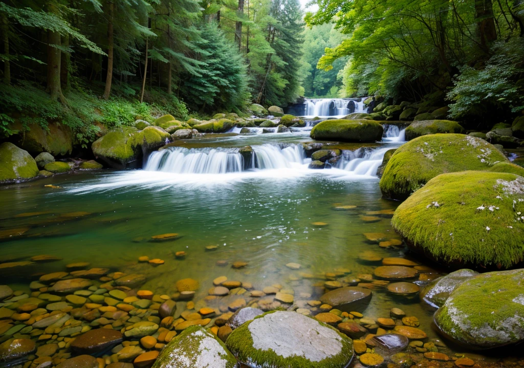 Calm and flowing water