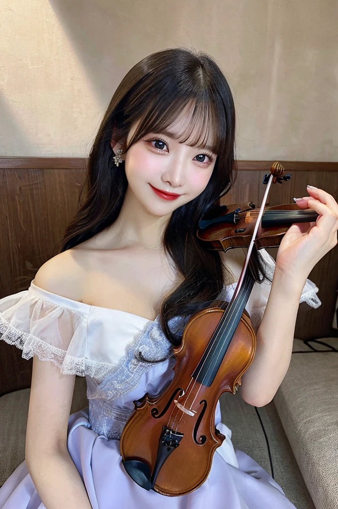 ((Tabletop:1.4, highest quality)), (Realistic photos:1.4),
((1 girl)), (Adorable idol), (dream-like),
(超High resolution:1.2), Very delicate and beautiful, wonderful, very detailed Cg Unity 8K wallpaper, Very detailed, High resolution,
Soft Light, Beautiful detailed girl, Very detailedな目と顔, Beautiful and detailed nose, Beautiful and detailed,
(Wearing a princess dress and playing the harp:1.3),
Cinema Lighting, Perfect Anatomy, Slender body, (Twin tails), (Parted bangs),
(Relax in your room:1.3), (window),
Cowboy Shot, Looking at the audience, (Serious face)