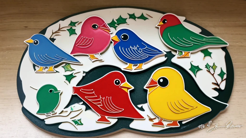 Embossed 3D on ceramic porcelain, Paper quiling art of ultimate colourful birds. (Merry Srifatmadewi)