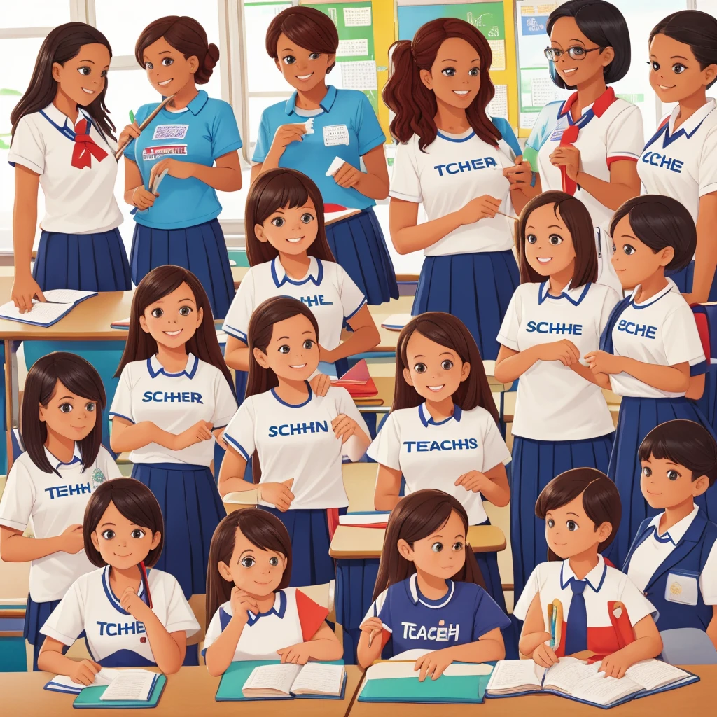 ((Teachers who teach in schools)(Wear a government shirt)),