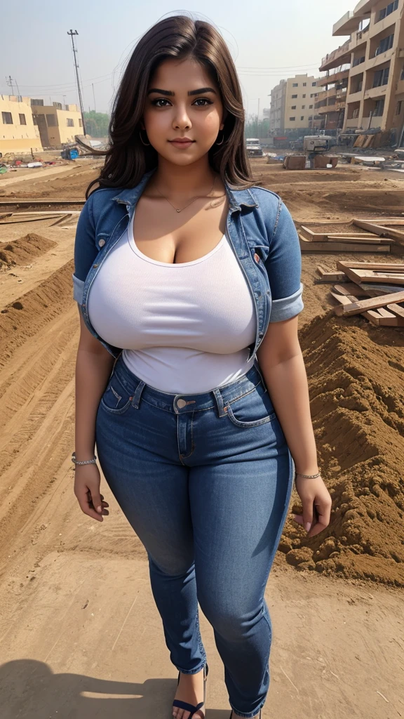 Beautiful girls smooth face full body plus size curve wearing jeans pant t-shirt  ,full body plus size curve location Indore , breast size large breast tight . Picture quality 8k 16k, location  new construction site and hand file 