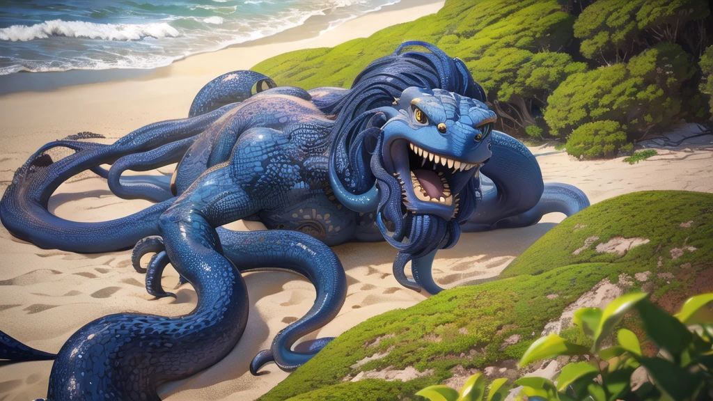 Kraken geography data in detailed hyper-realistic photography.