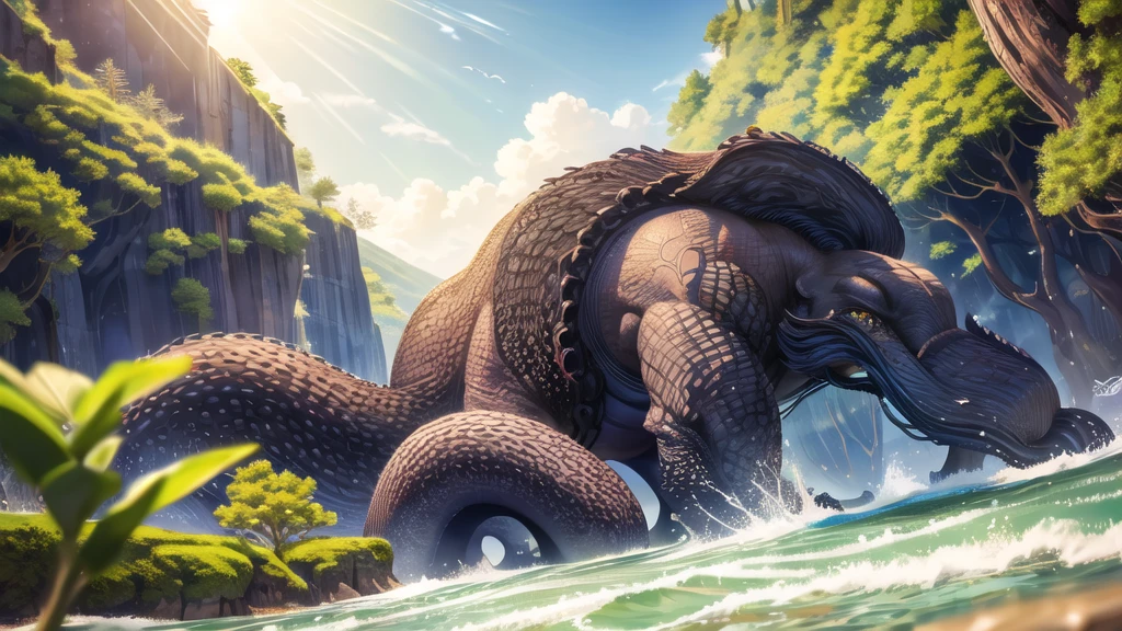 Kraken geography data in detailed hyper-realistic photography.